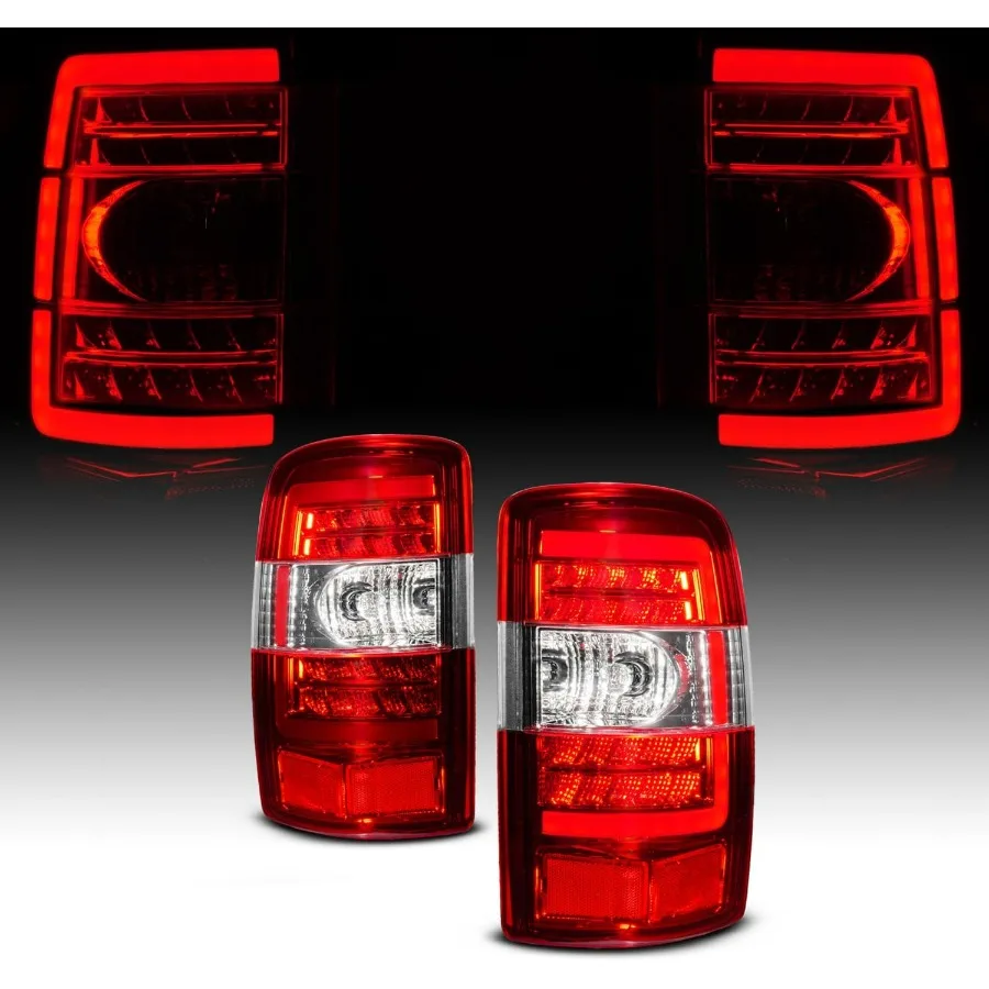 

for 2000-2006 Chevy Tahoe Suburban/GMC Yukon Denali XL Red Clear LED Tube Replacement Taillights Assembly Brake Lamps Set - Pass