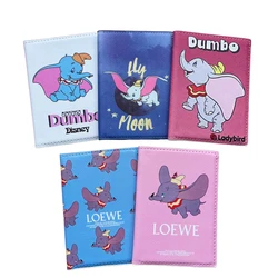 Porta pasaporte Dumbo de Disney, funda de pasaporte de viaje de cuero PU para mujeres amantes, tarjetero de visita, tarjetero de avión