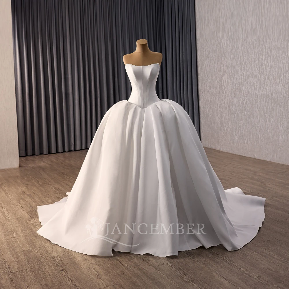 

Bohemia Wedding Dresses Satin Strapless Bridal Gown Ball Gown Beach Boho Wedding Party Dress Customized vestidos de novia boda