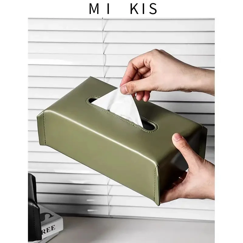 Gewebte Tissue Box Leder Serviette Fall Luxus Papier Abdeckung Wohnzimmer Seidenpapier Halter Desktop Hause Tisch Dekoration – Detail 3