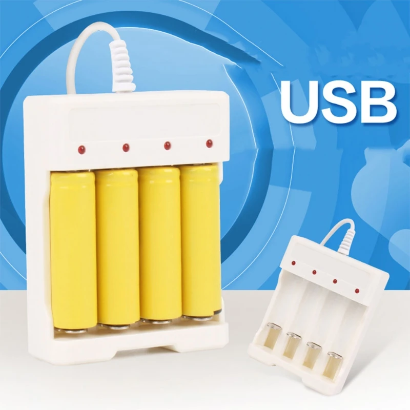 DX62 เครื่องชาร์จแบตเตอรี่ชาร์จเร็ว USB 4 ช่องลัดวงจรสำหรับการป้องกัน AAA