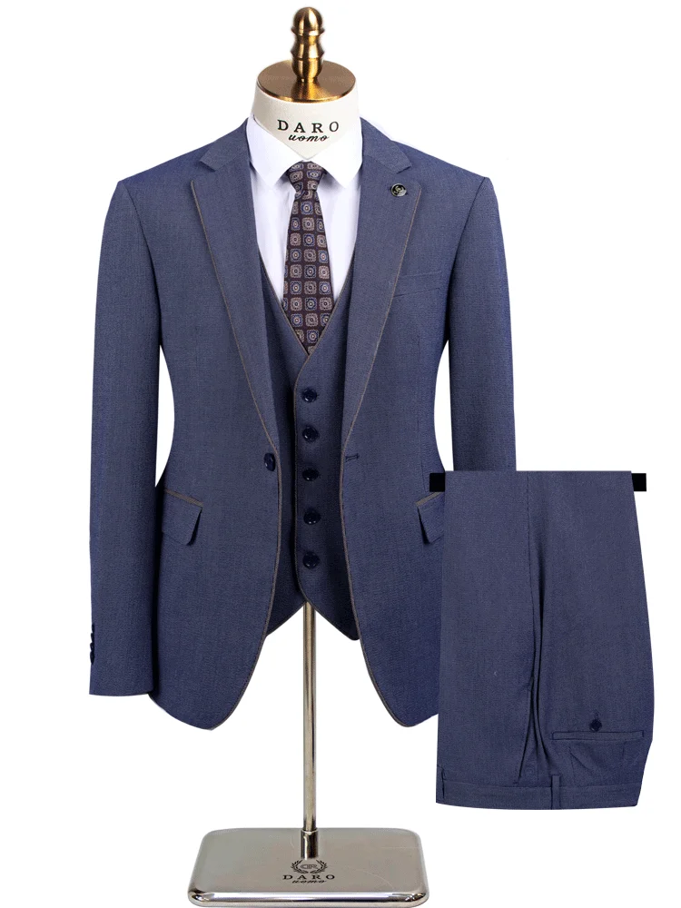 DAROuomo (giacca + gilet + pantaloni) Boutique di moda Reticolo formale da uomo d'affari 3 pezzi Set sposo abito da sposa PDV8371