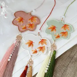 Maple Leaves Tassel Embroidery for Wealth Peace Sachet Embroidery Finish Product Cross Stitch Sachet Festival Gift Pendant Gift