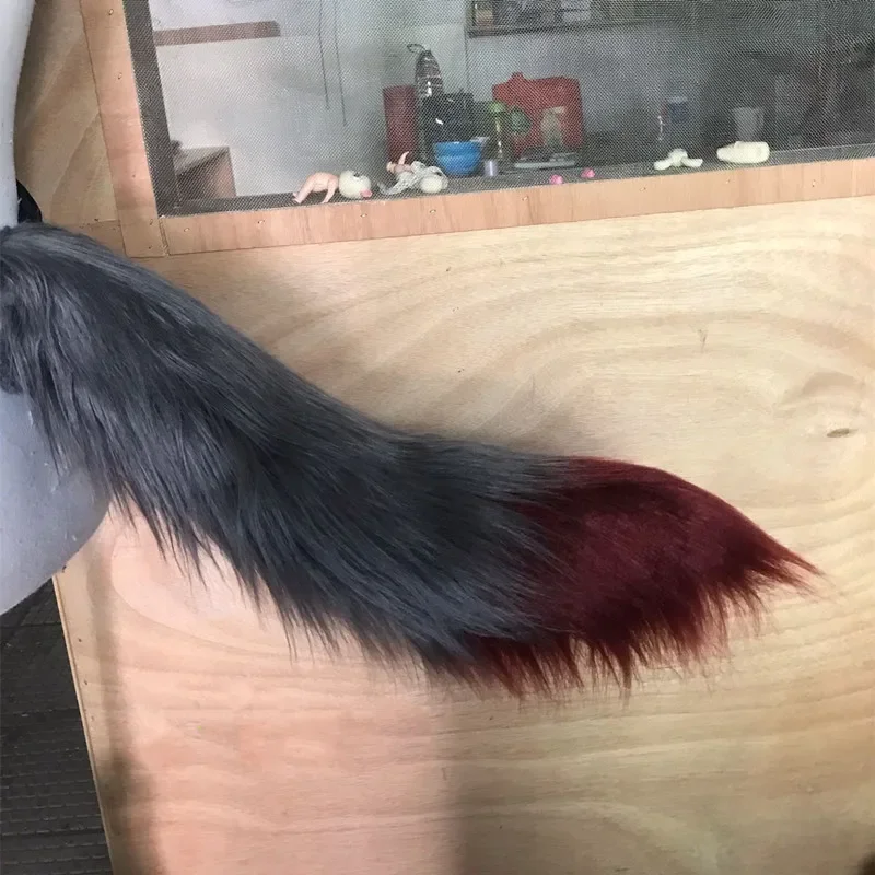 Game Arknights Texas Cosplay Prop Gray and Wine Red Plush Tail Ears New Skin Cosplay Props Accessories for Halloween Christmas