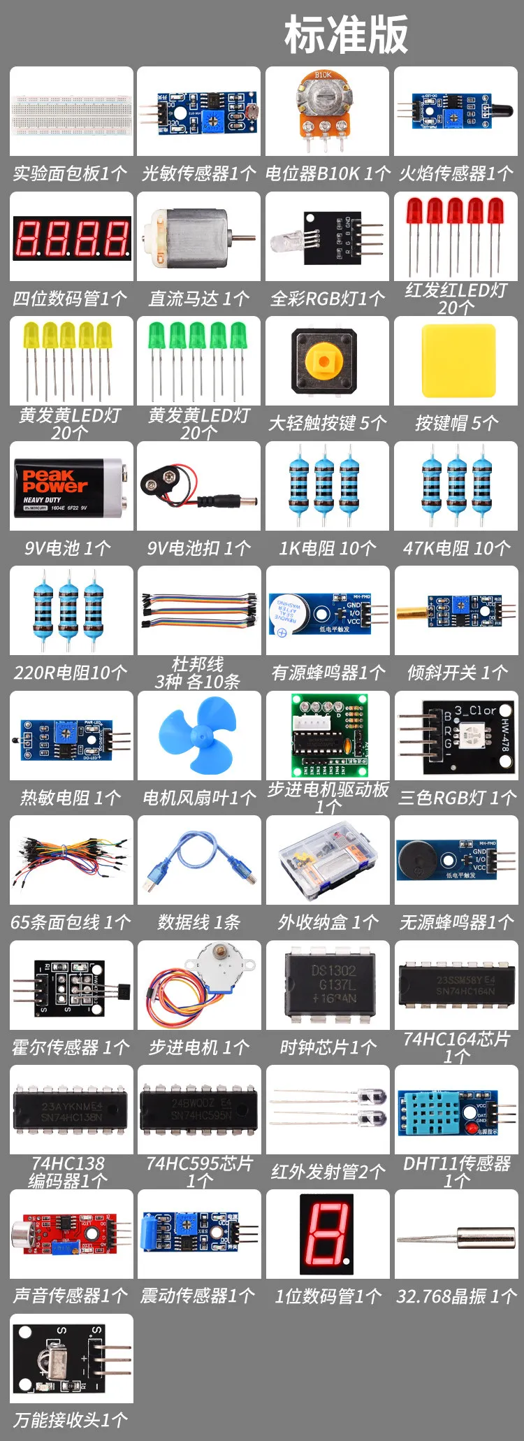 UNO R3 Starter-Kit für Arduino Komplettes Anfänger-Lernset mit Sensoren, Motoren, LCD-Display und Projekt-Tutorial DIY STEM – Detail 3
