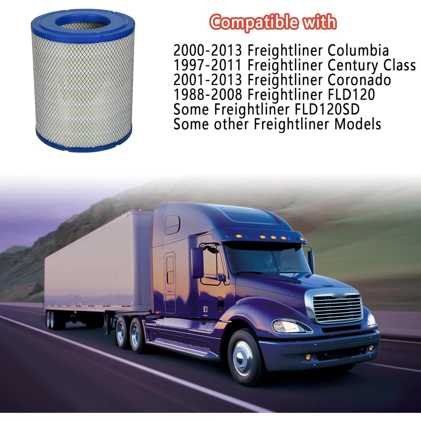 US  P527682 Engine Air Filter Compatible with Freightliner Columbia, Century Class, Argosy, Condor, Coronado Replaces AF25139M