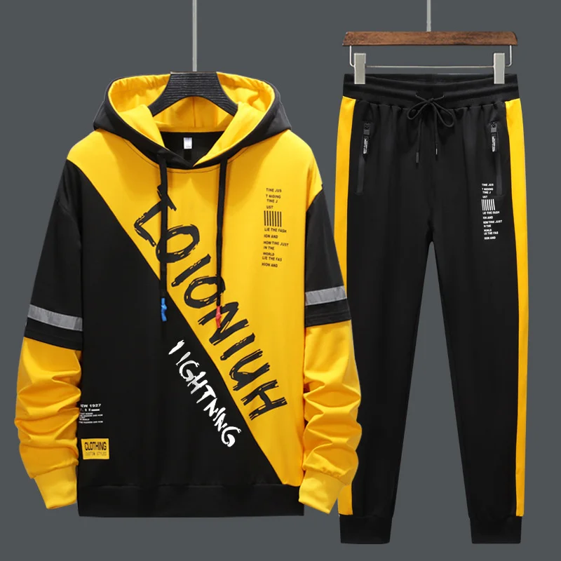 New Men Tracksuits 2 Piece Sweat Suits Mens Zipper Cardigan Printing Sweatshirts Sweatpants Sets Student Husband Sports Clothing