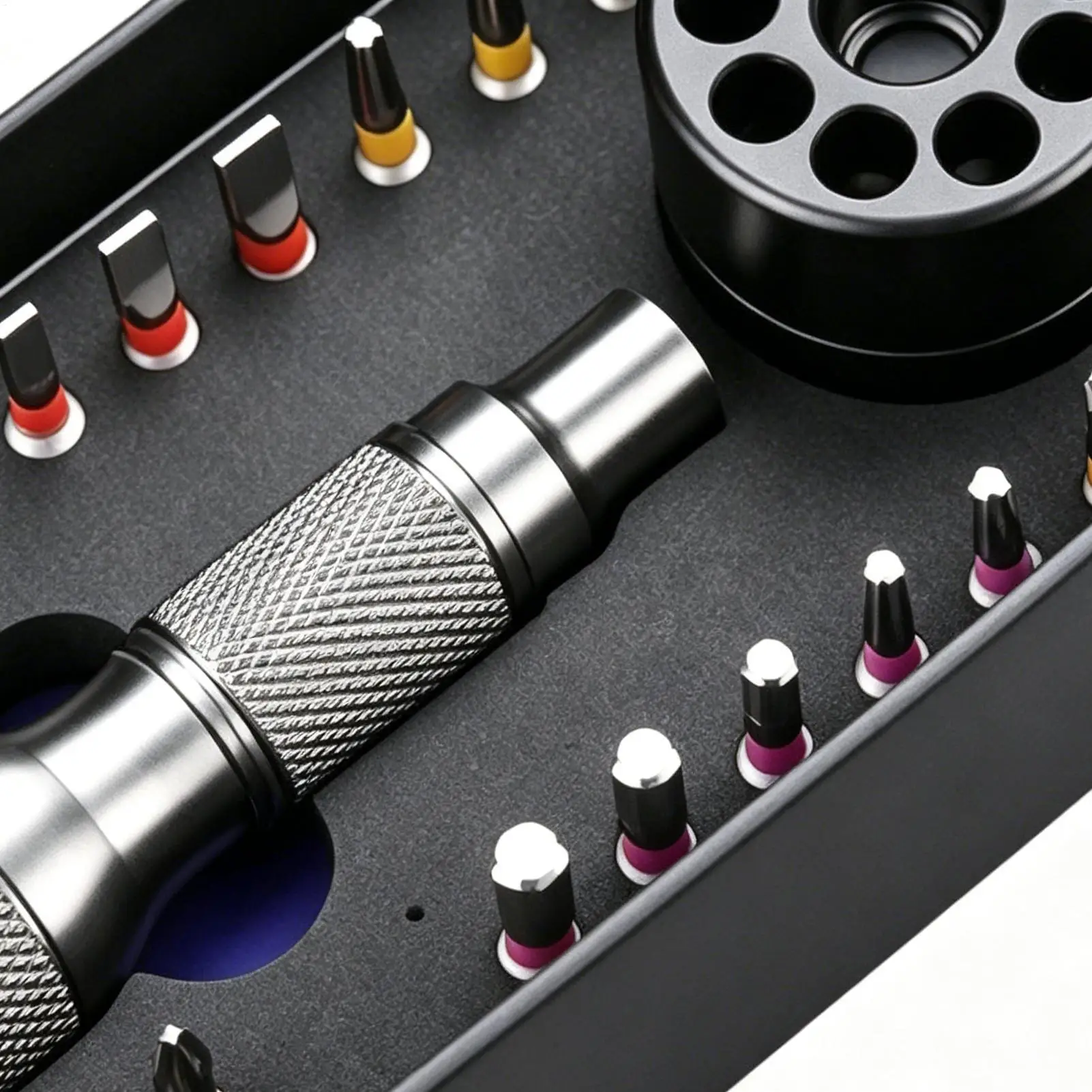 Electric Screwdriver Bits 22 Pieces Magnetic Drilling Tips With Storage Base Ergonomic Handle Driver Bit Set For Electronics view 5