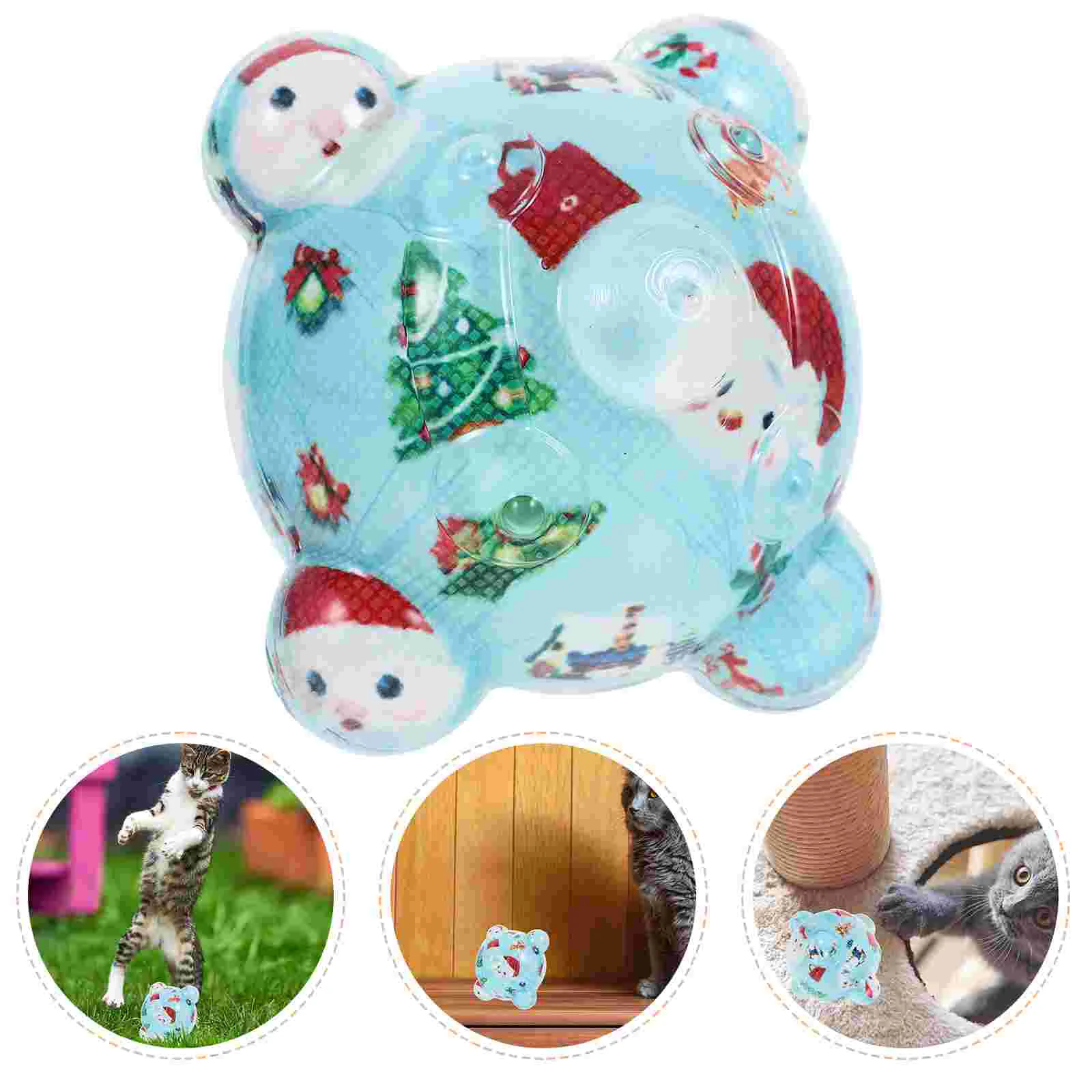 Cat Self Diversion Balls Blue Santa Claus Toys Christmas Interactive Chewing for