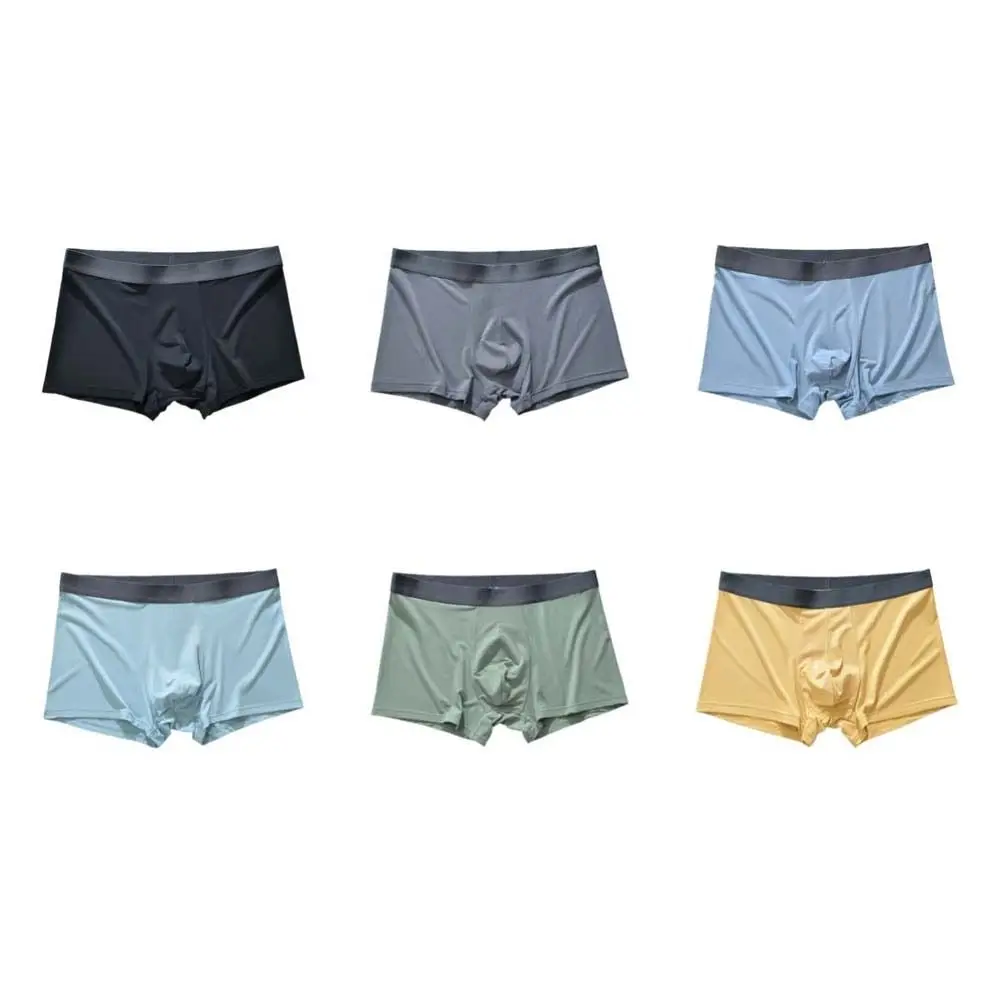 Calzoncillos Boxer de seda de hielo finos transpirables de cintura media sin costuras para hombres Boxers de seda de hielo calzoncillos bragas ropa interior para hombres