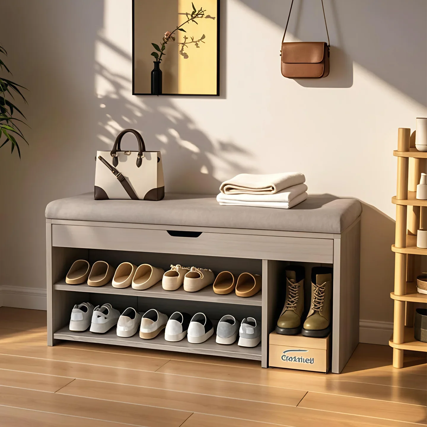 Fashion Shoe Change Stool Home Door Can Sit Shoe Cabinet New Storage Door Long Strip Shoe Stool