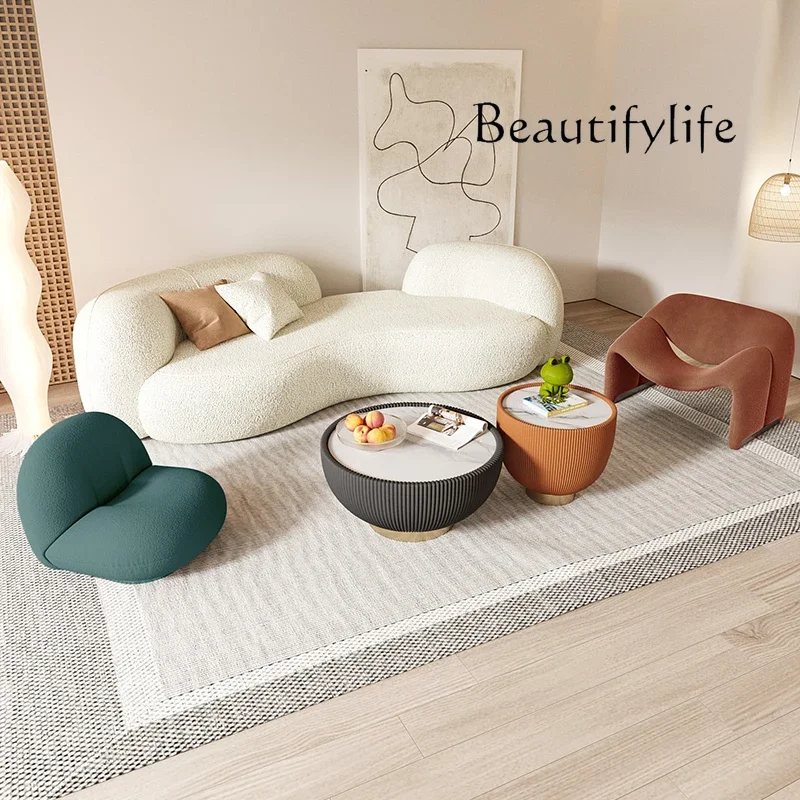 

N49 Light luxury designer office sitting area sofa coffee table combination beauty salon fabric sofa chair yoga studio