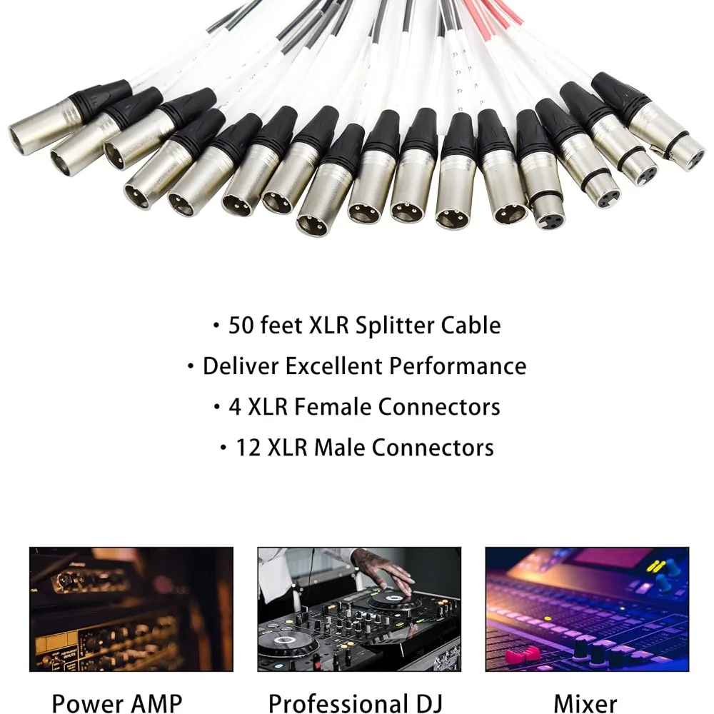 

Кабель-разветвитель XLR (12 каналов, низкопрофильный) для живой записи, сцены и студии, 15 метров, доставка по США