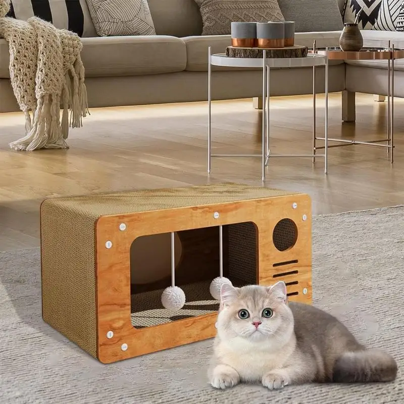 

Cat Houses With Scratcher Pad Farmhouse Corrugated Hideout Scratch Pad Scratcher House Bed Lounge Scratching Board Rest 2-in-1