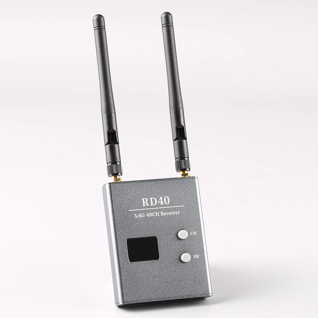 Hippo RD40 FPV Receiver, 5.8GHz 48CH Dual Diversity Receiver Auto‑Scan Search, Dual Antenna Video VRX Receiver