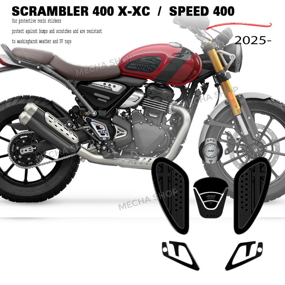 

Наклейка-протектор из 3D-смолы для мотоциклов Scrambler 400 X 400XC, комплект защиты бака для Speed ​ ​ 400 2024-2025