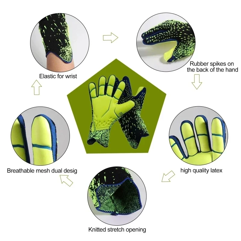 

New Latex Football Goalkeeper Gloves Thickened Football Professional Protection Kids Adult Goalkeeper Soccer Sports Goalie Glove