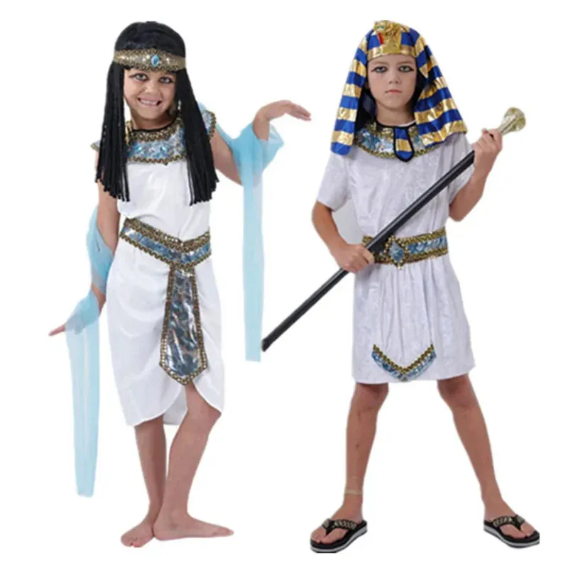 Wat99 أطفال أطفال مصر الأميرة الفرعون المصري زي تأثيري بنين بنات أزياء تنكرية كليوباترا كرنفال 2025 جديد