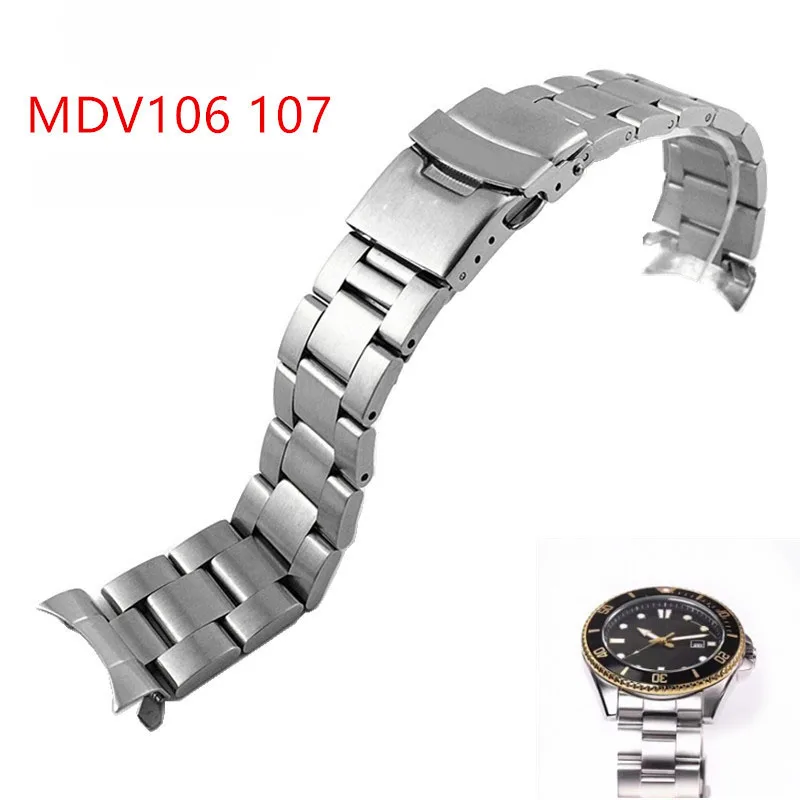 

22mm Diving Steel Metal Strap For Casio Duro Mdv107-1A MDV106-1A Watch Wristband Bracelet Watchband Replacement Parts