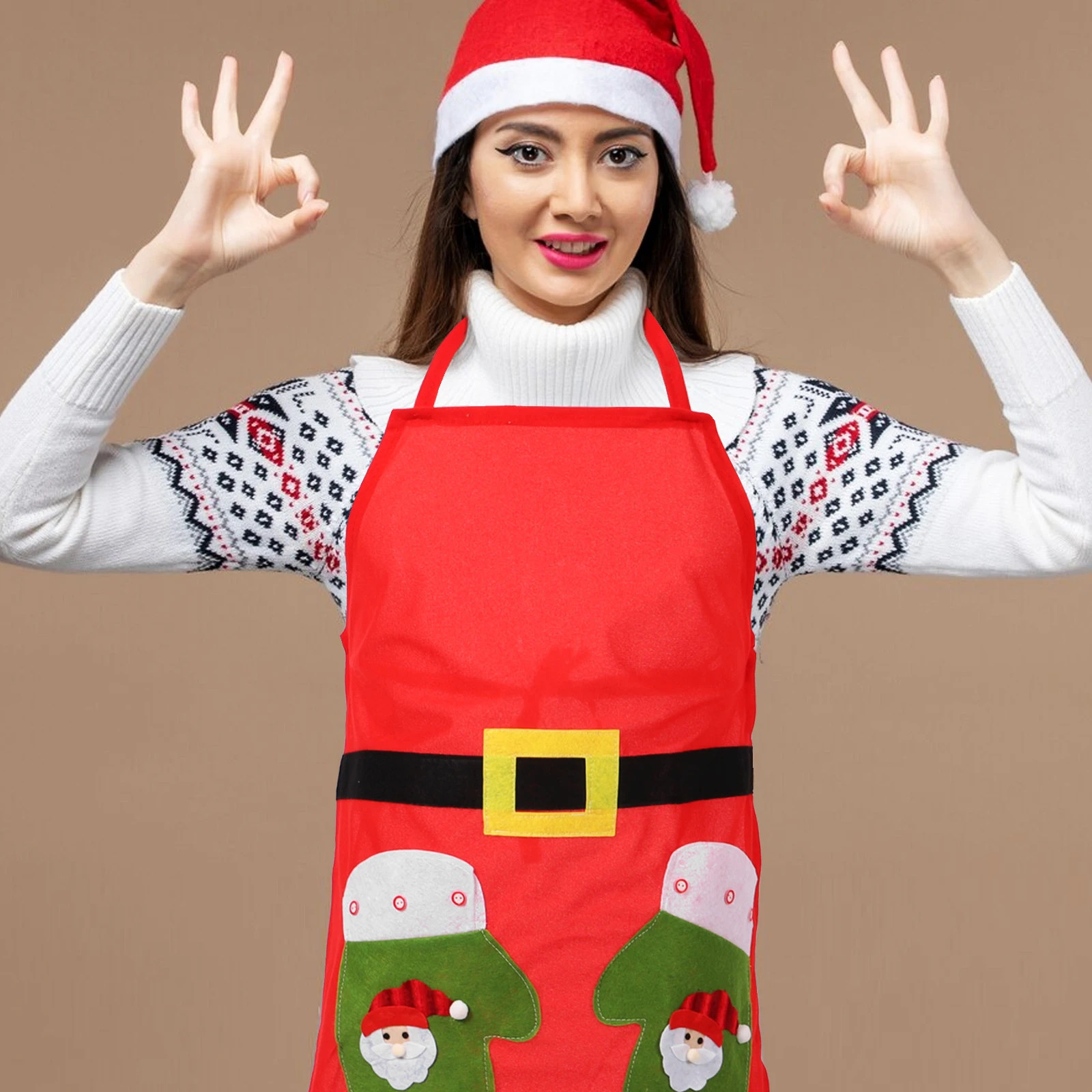 

Christmas Baking Baking Kitchen Long Straps Material Cooking Apron Work Apron Dinner Gourmet Gift Home