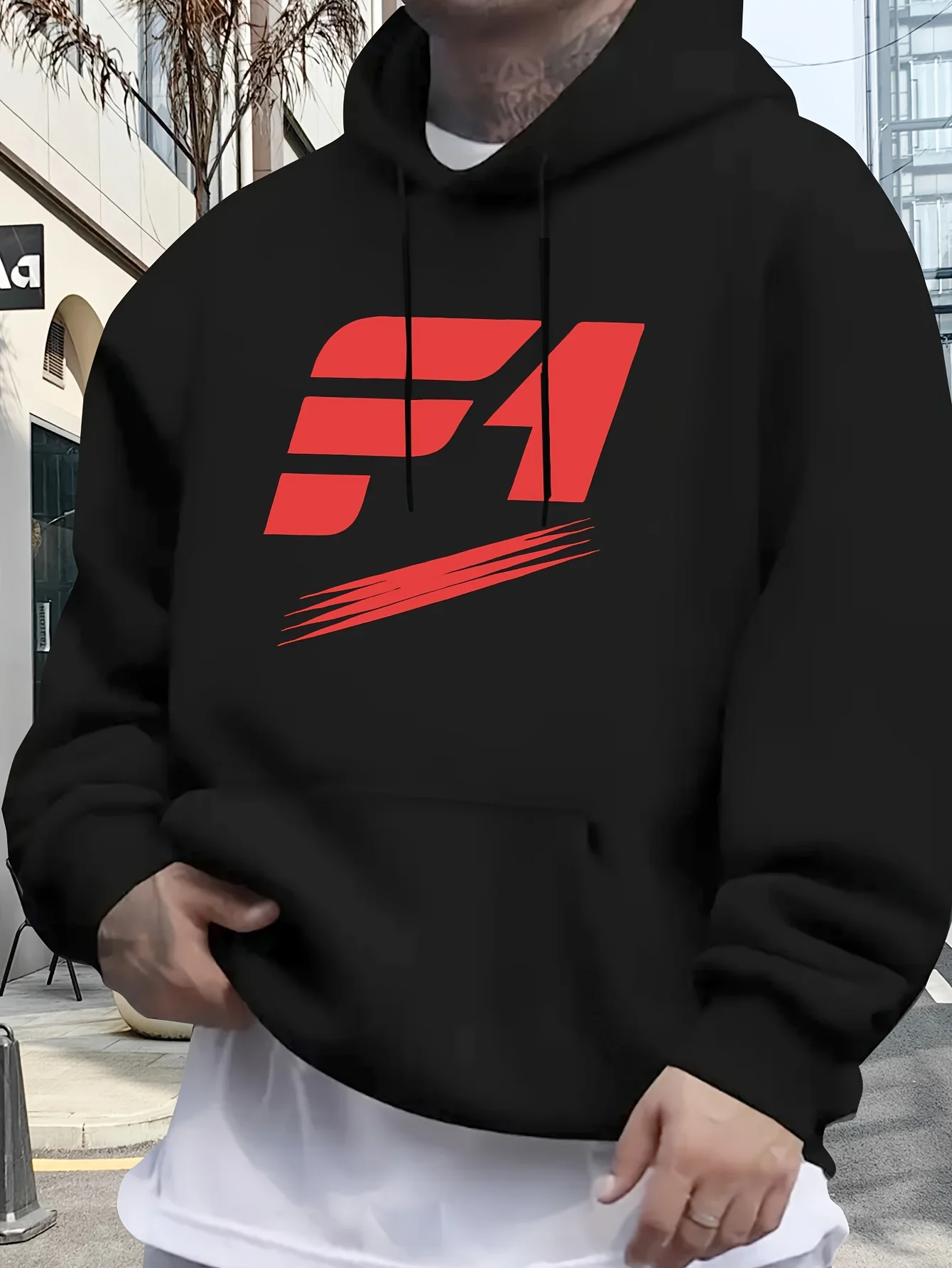 

New in Hoodies & Sweatshirts Men's Light Gray Graphic Print Hoodie - Comfortable Casual Pullover for Attire Y2k Sweater Hoodie