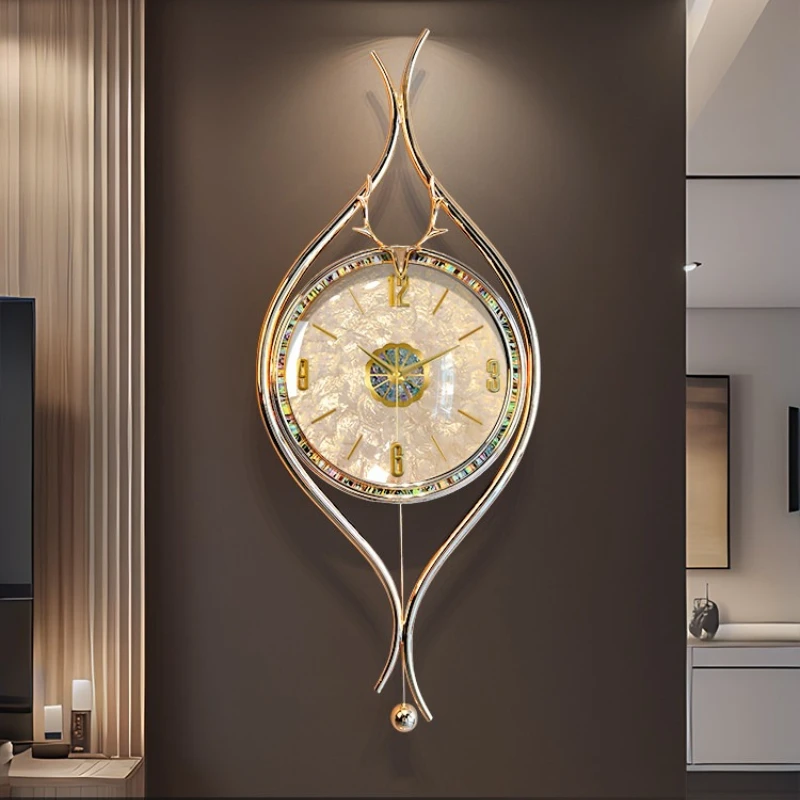 Minimalist Alloy Wall Clock Natural Seashell Design Silent Non Ticking Timepiece Decorative for Living Room Home Wall Art Decor