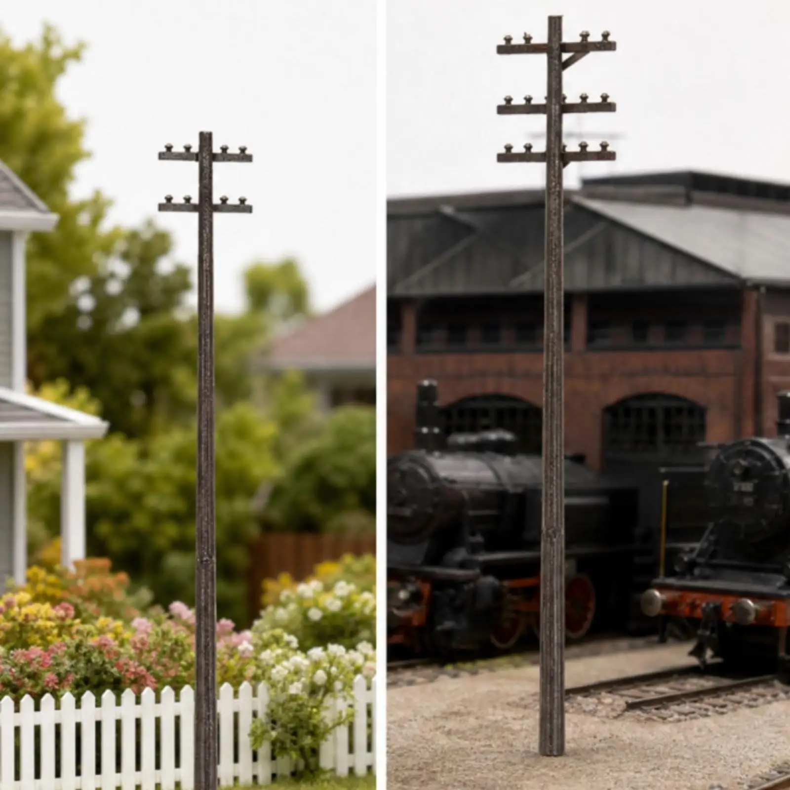 Small Scale Telephone Pole Model Freestanding Base for Architectural Miniature Landscape