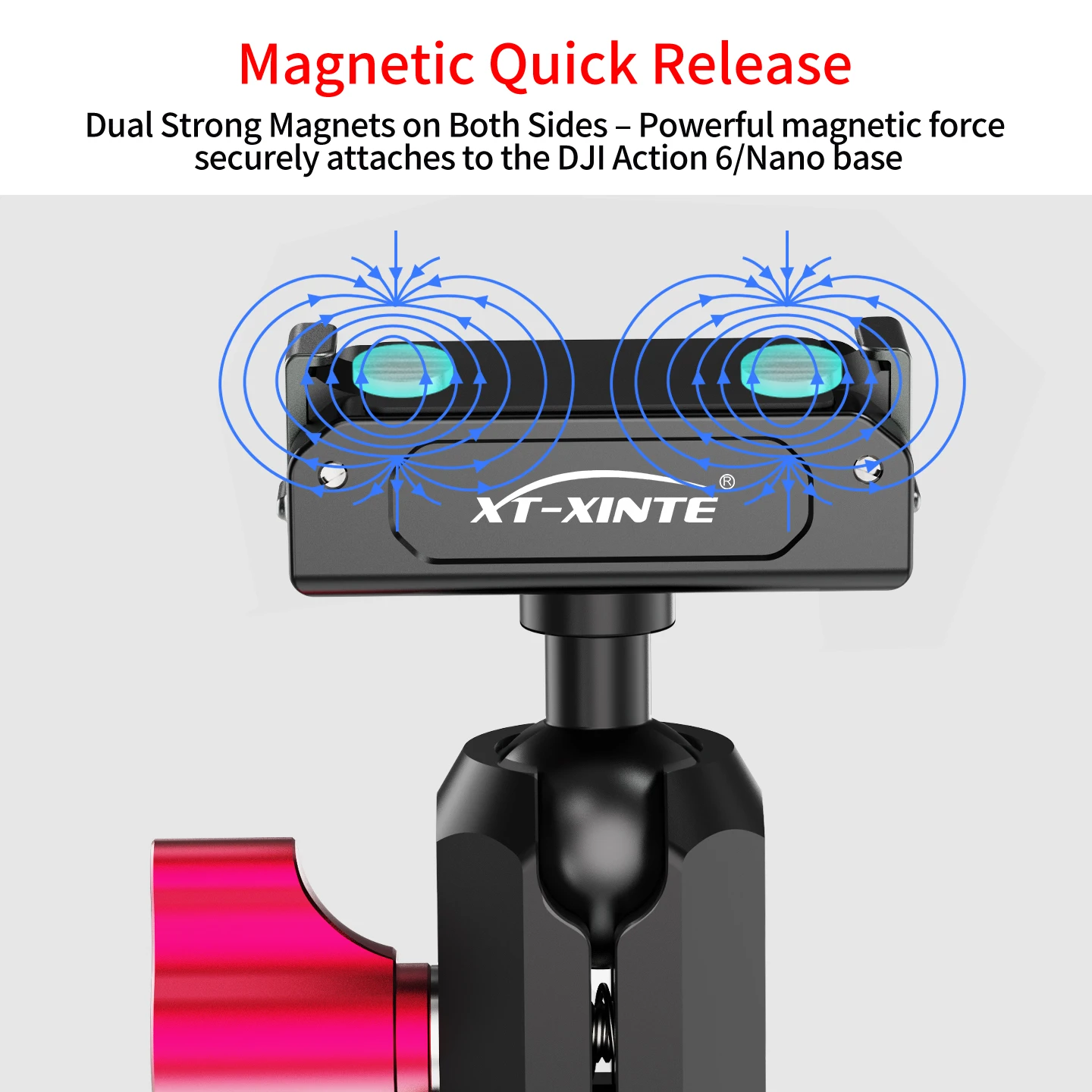 17mm Kugelkopf Magnetische Schnellverschluss-Halterung für DJI Osmo Action 6/5/4/3/Nano 360 ° Verstellbare Klemme 1/4" ARRI-Befestigung – Detail 7