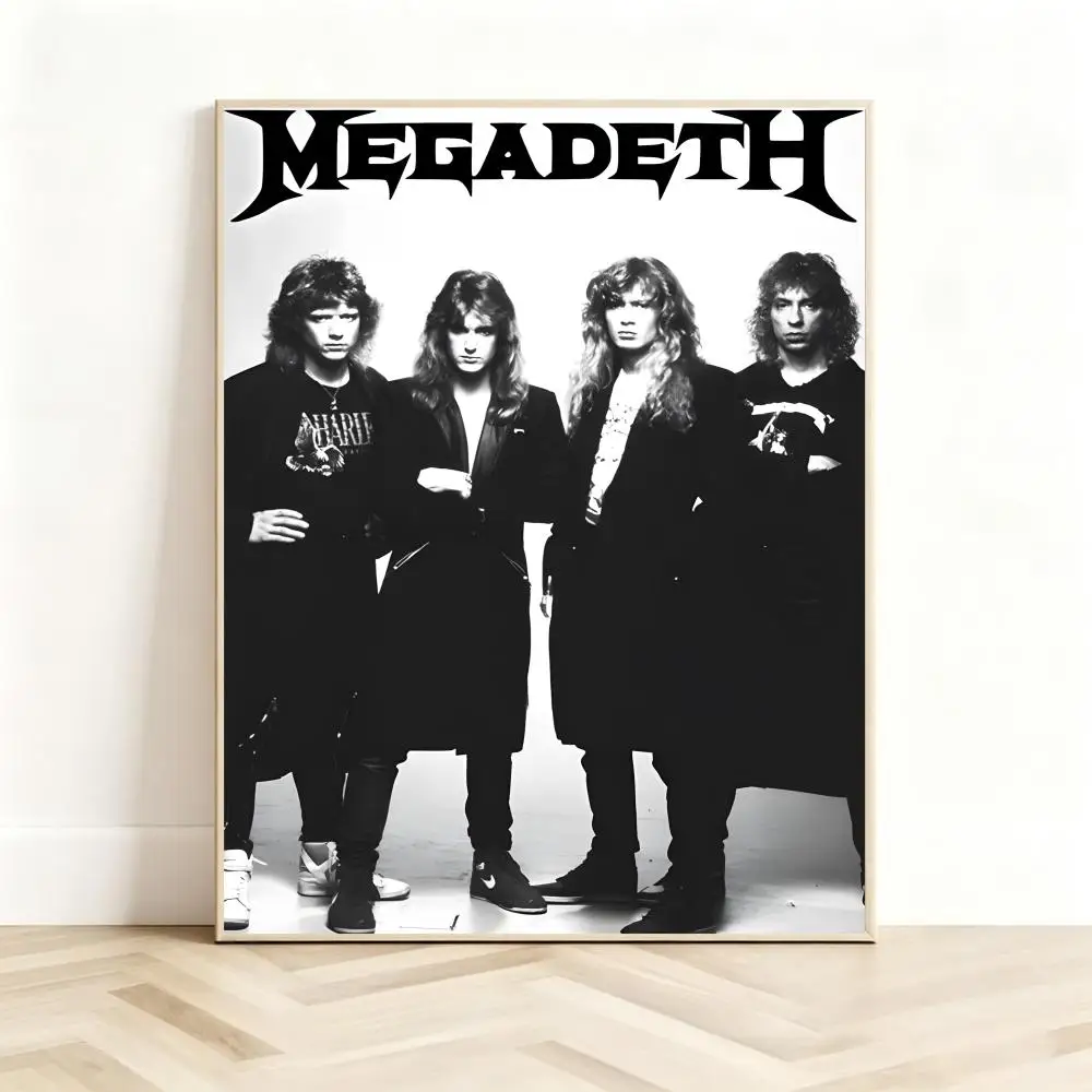 Aggressive Band m-Megadeth Poster Classic Self-Adhesive PP Wall Sticker for Living Room Bar Decor Gift