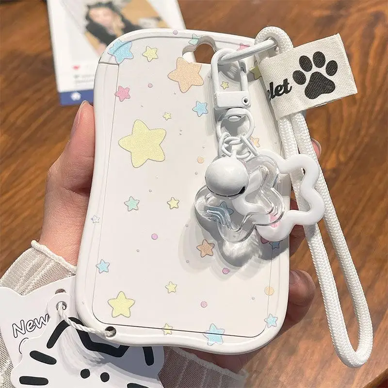 Student ID Card Holder with Star Pendant Keychain School Card Protective Cover Photo Card Display Bag Pendant