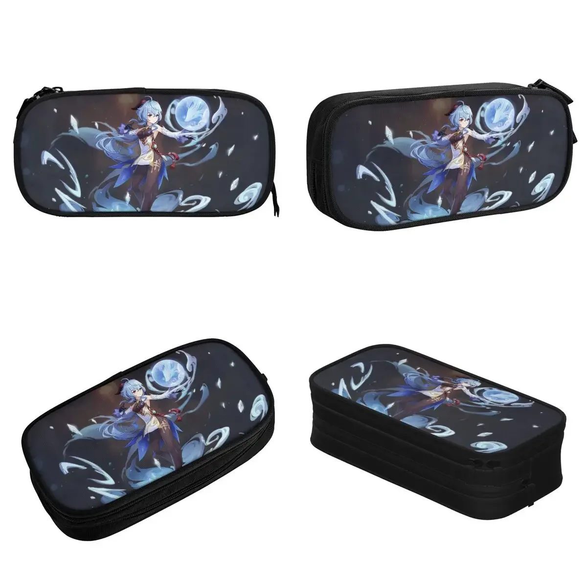 Ganyu Genshin Impact Pencil Case Classic Acg Anime Retro Pen Holder Bag Kids Large Storage Students School Zipper Pencilcases