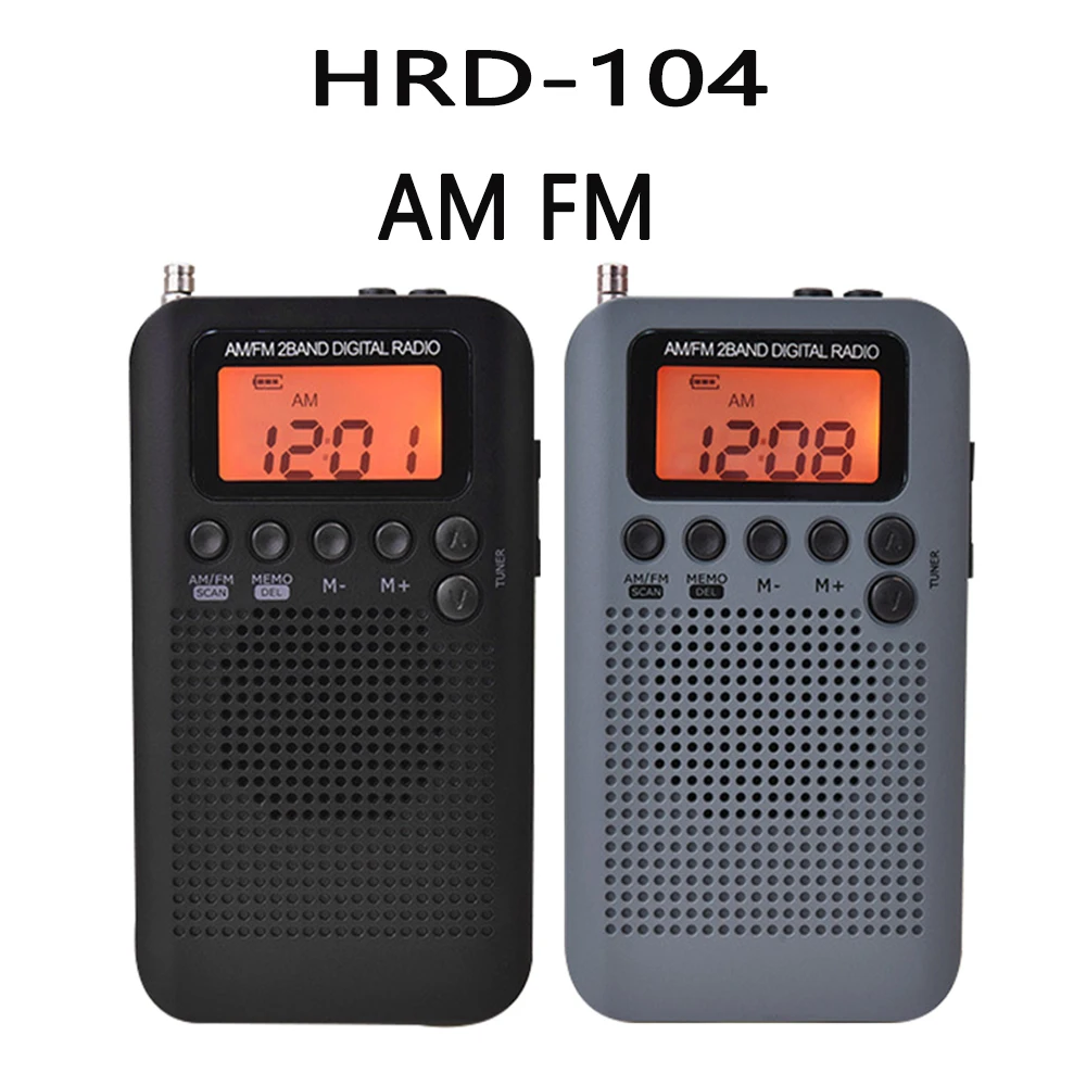 LCD Display Pocket Radio AM FM Portable Radio Receiver Dual Band Stereo for Walking Hiking Camping With Speaker Headphone