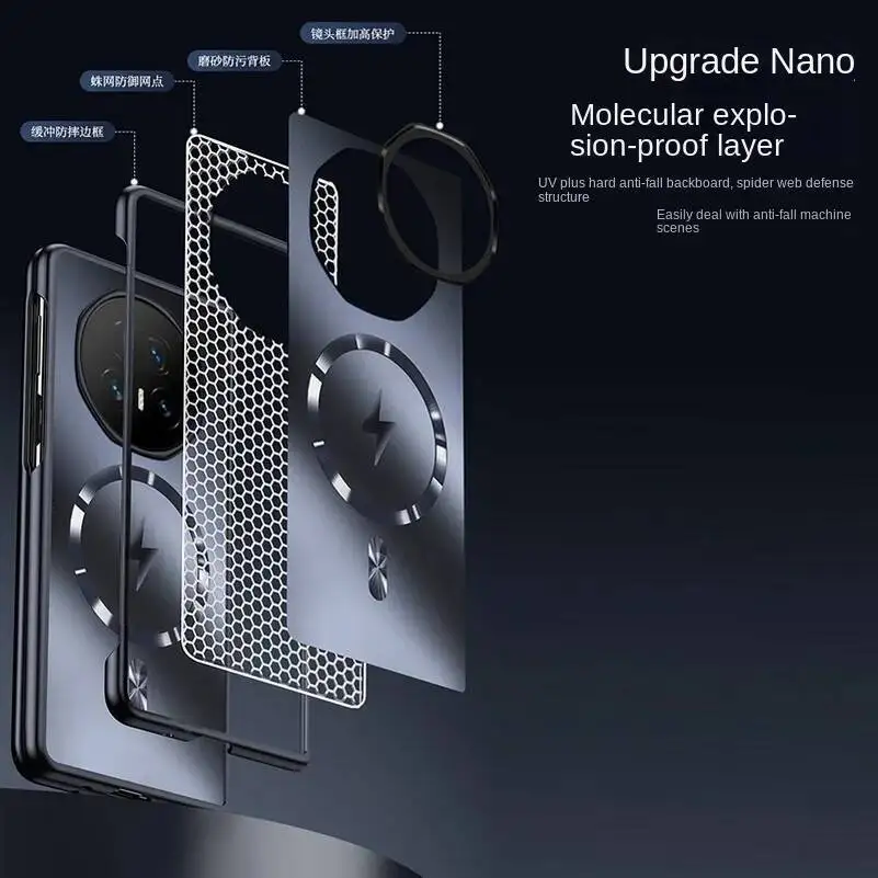 حافظة مغناطيسية مدرعة غير لامعة من Magsafe لهاتف Honor Magic V5 V3 V2 Vs 3 Vs 2 غطاء خلفي واقي للشحن اللاسلكي