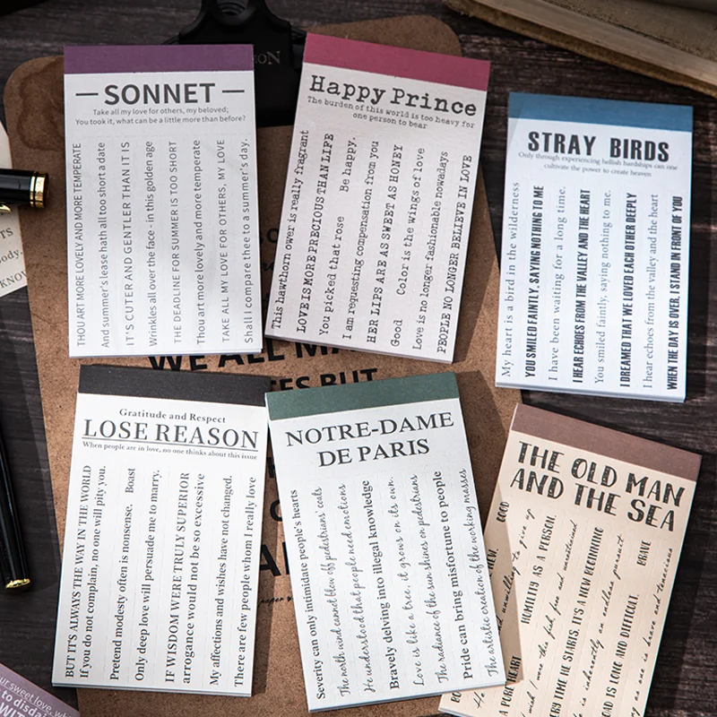 Mr.Paper 3-Pack Book Whisper Notepads - Literary Style Reading Notes, Student Reading Journal, Creative Index Tabs for DIY Decor