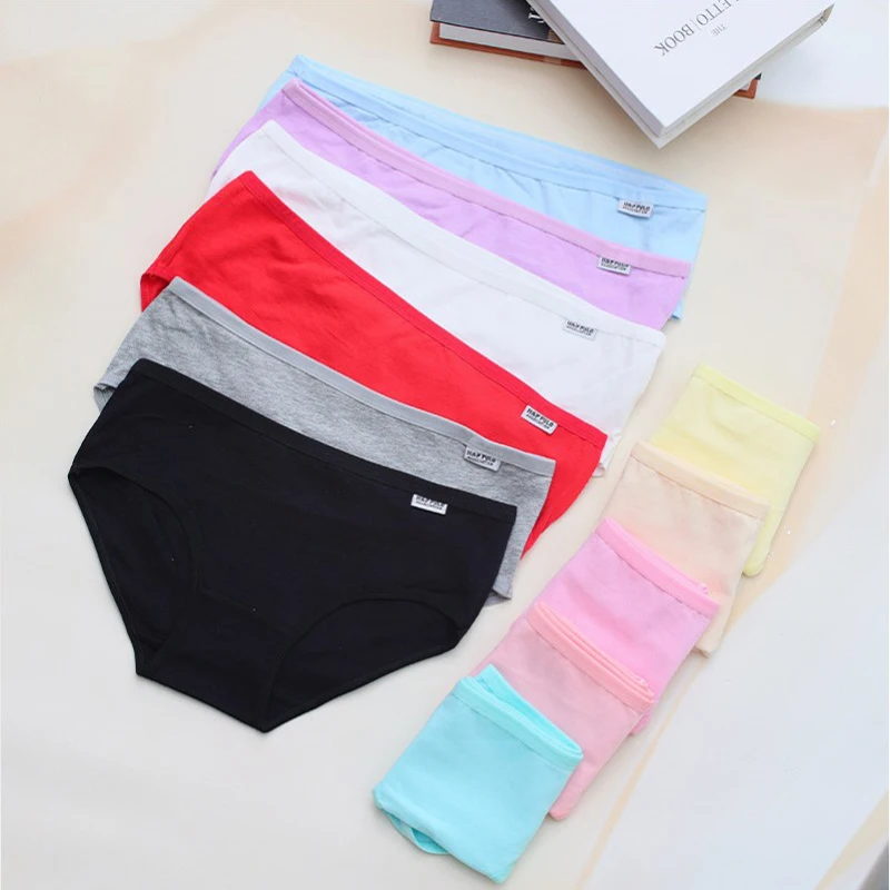 กางเกงในผู้หญิงไซส์ใหญ่ 7 ชิ้น/ชุด ผ้าฝ้าย ไซส์ L-XXL แบบเซ็กซี่ สีพื้น ชุดชั้นในสตรี