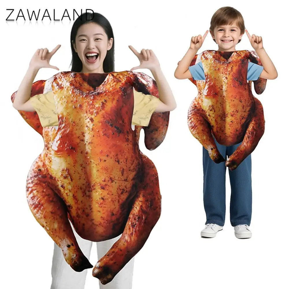 Zawaland divertidos disfraces de pavo asado adulto chico Cosplay Orleans pollo ropa traje de esponja traje de fiesta del Día de Acción de Gracias