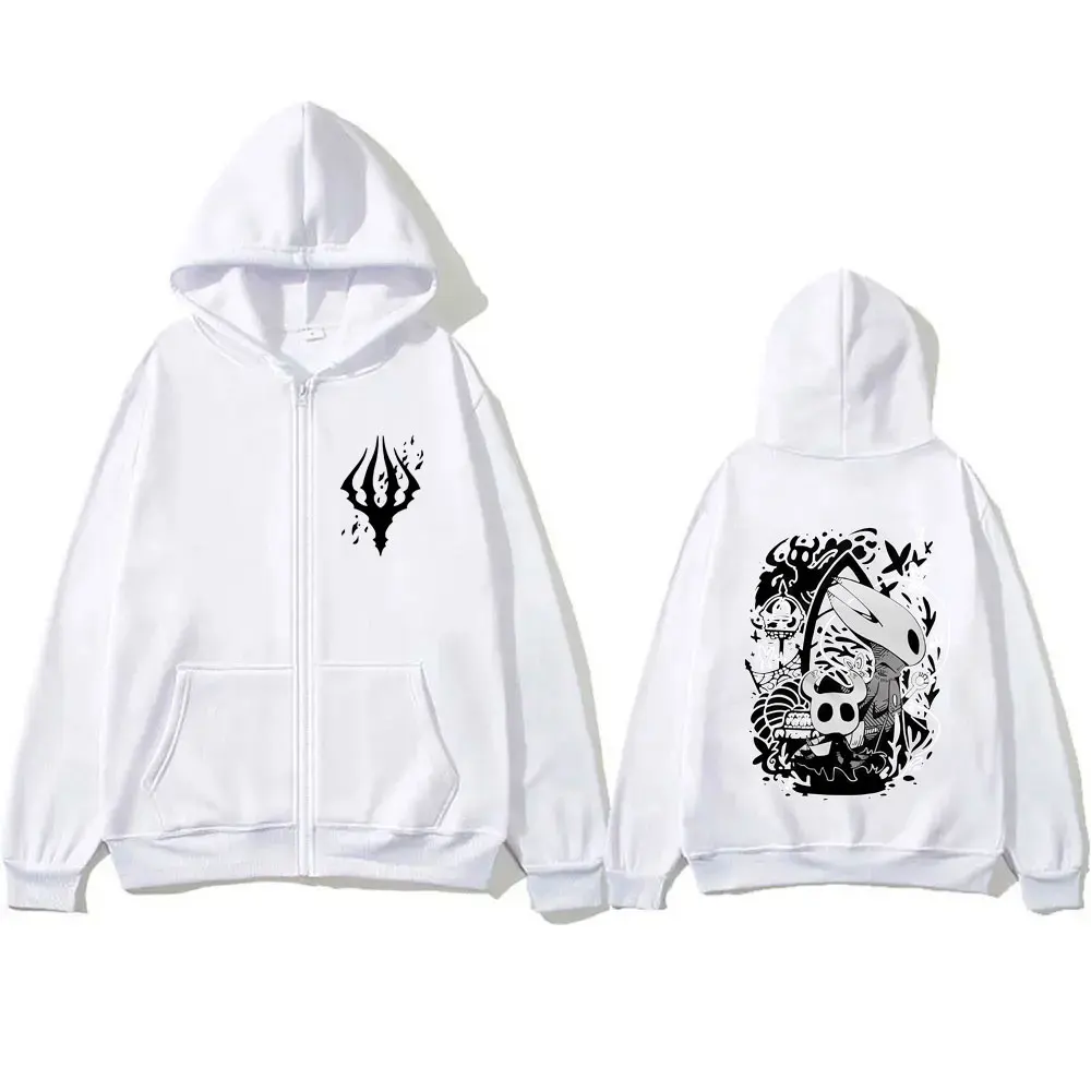 Spiel Hollow Knight Grafik Zipper Hoodie Männer Frauen Kleidung Baumwolle Casual Übergroßen Streetwear Männlichen Vintage Zip Up Jacke Mantel – Detail 7