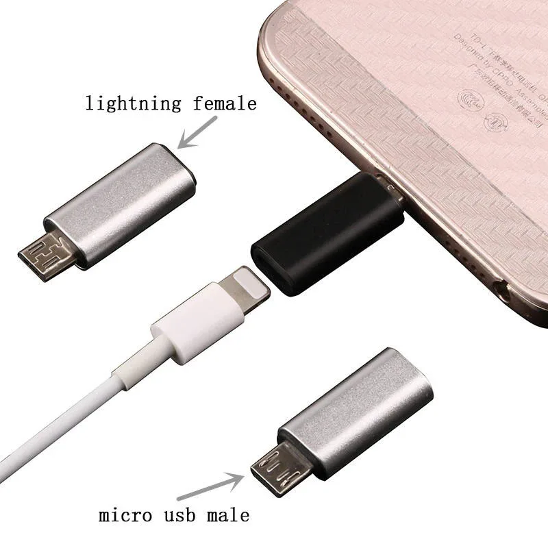 

8Pin Lightning Female To Micro USB Male Adapter Converter For Android Phone Charging Connector For Samsung Xiaomi