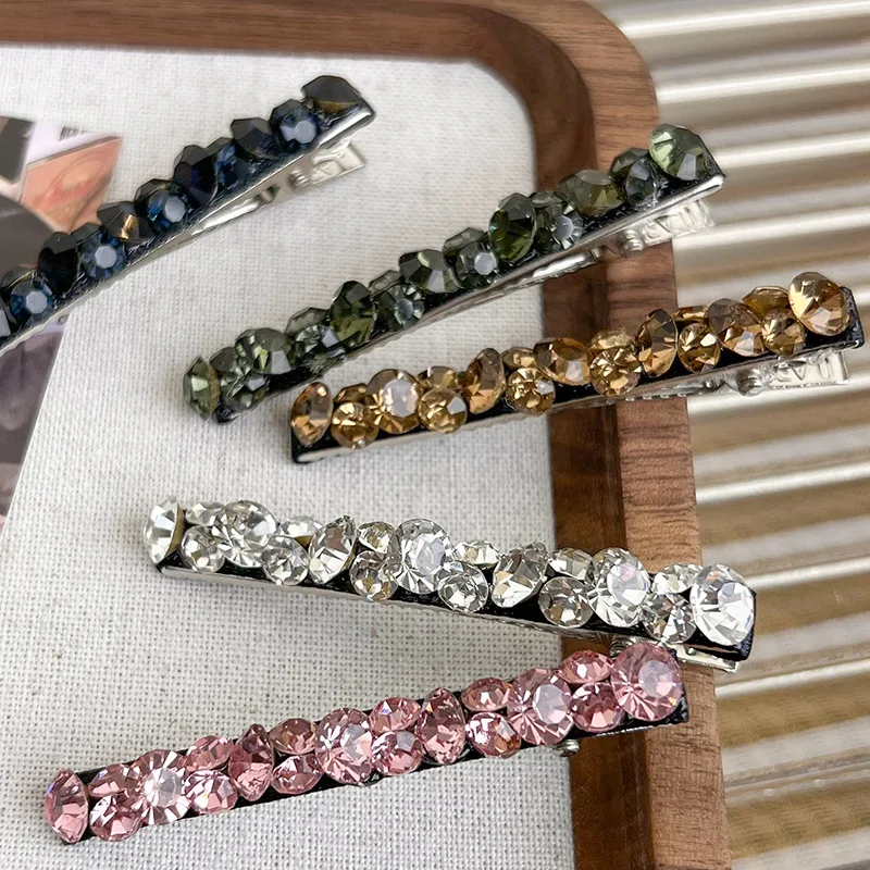 Korea Super Flash Colorful Rhinestone Hair Clips For Women Girls Sweet Side Hairpin Beautiful Barrettes Fashion Hair Accessories