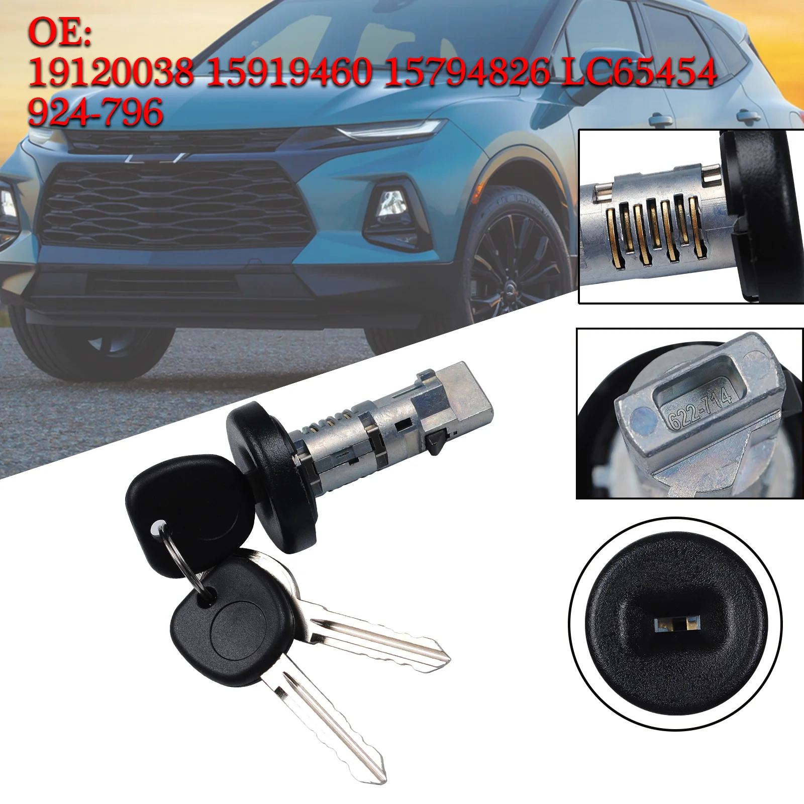 

Suitable for 2007-2014 Chevrolet Silverado Sierra Ignition lock Cylinder with Key 19120038 15919460 15794826 LC65454 924-796