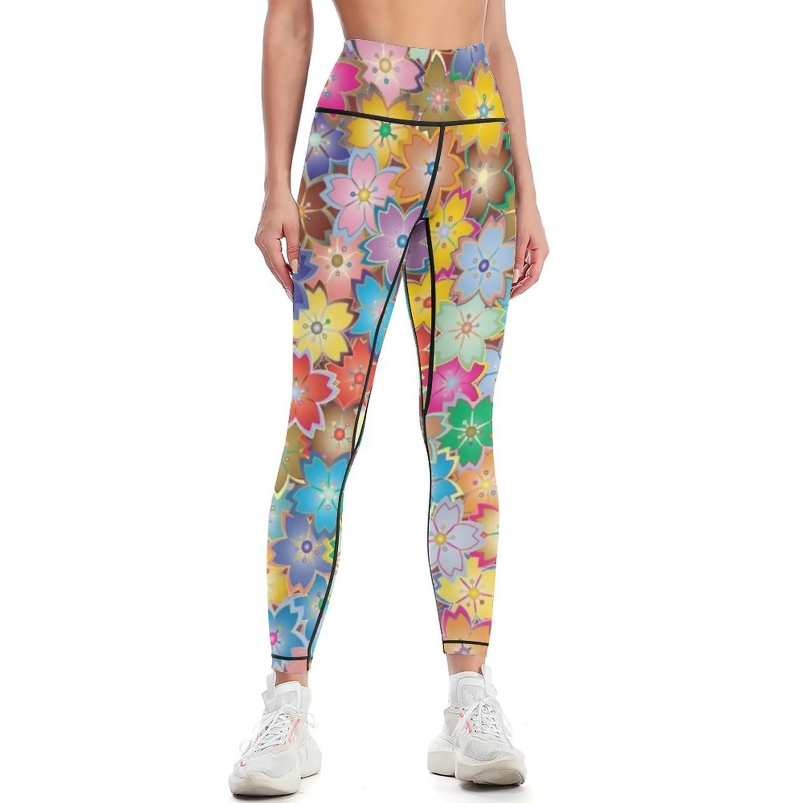 

Multi Color Flowers Leggings Women sportwear joggers for workout clothes for Golf wear Womens Leggings