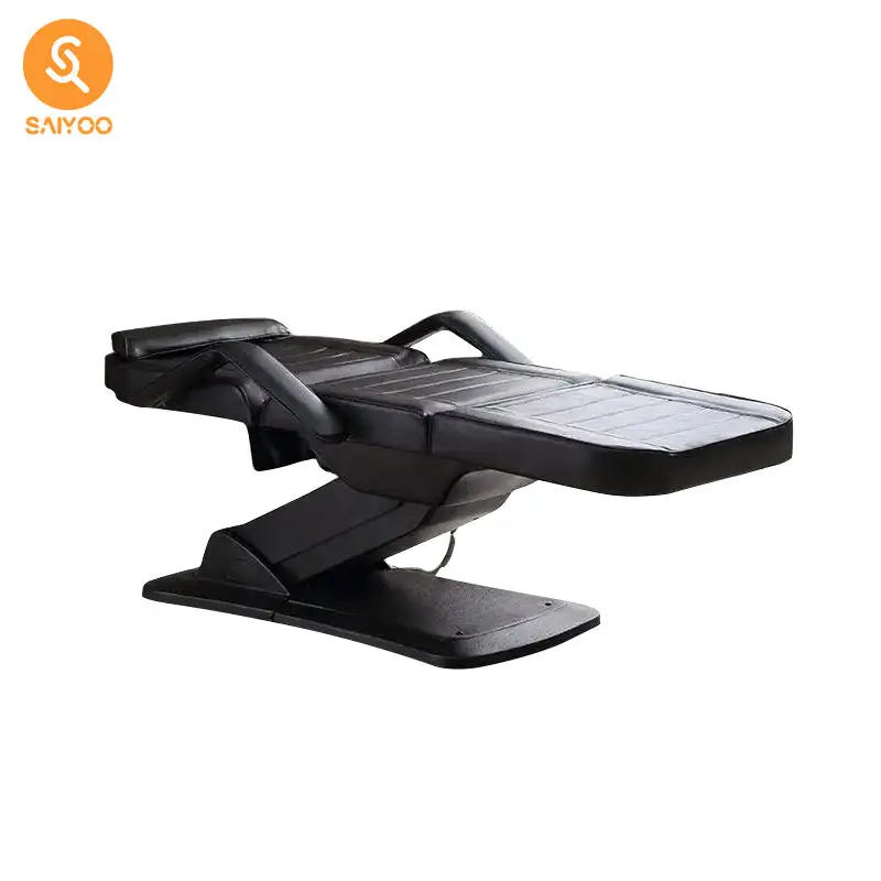 Black Electric Massage Bed With Metal Frame And Synthetic Leather Upholstery For Salon And Tattoo Studio Use