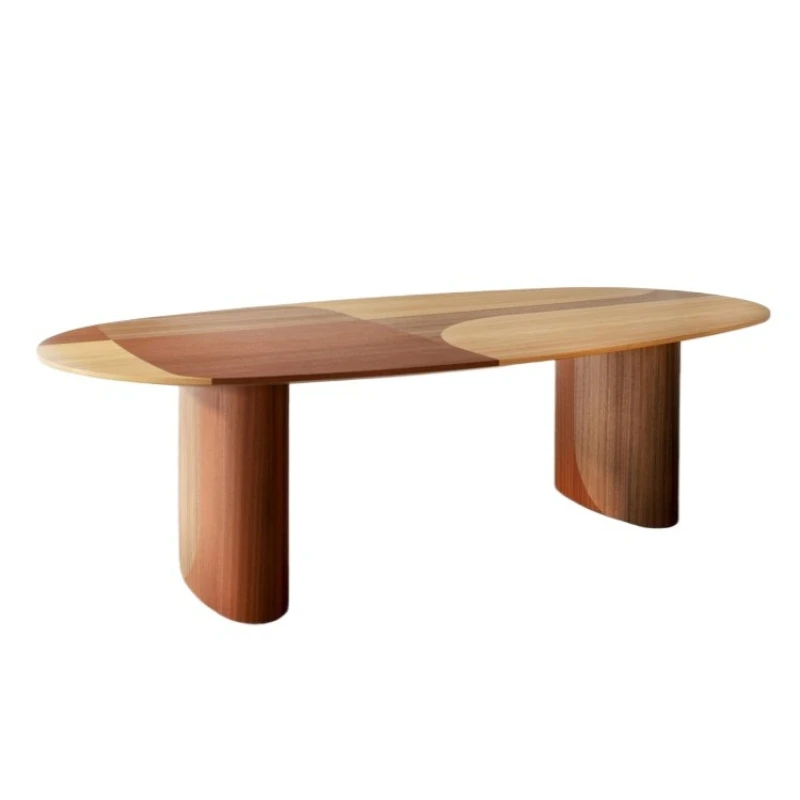 

Medieval solid wood dining table oval rectangular household modern simple light luxury creative dining table