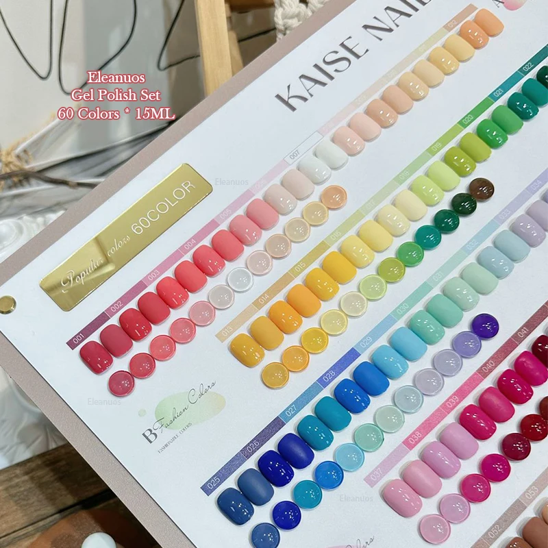 Eleanuos beliebte Farbe Gel Polieren 60PCS gemischte halbpermanente Lack Farbe Eis transparent UV-Nagelkleber Salon Kit