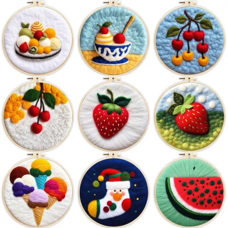 

Fruit Pattern DIY Wool Embroidery Kit Handmade Felt With Picture Wool Stitch Picture Kit Craft For Mom Friends Gift