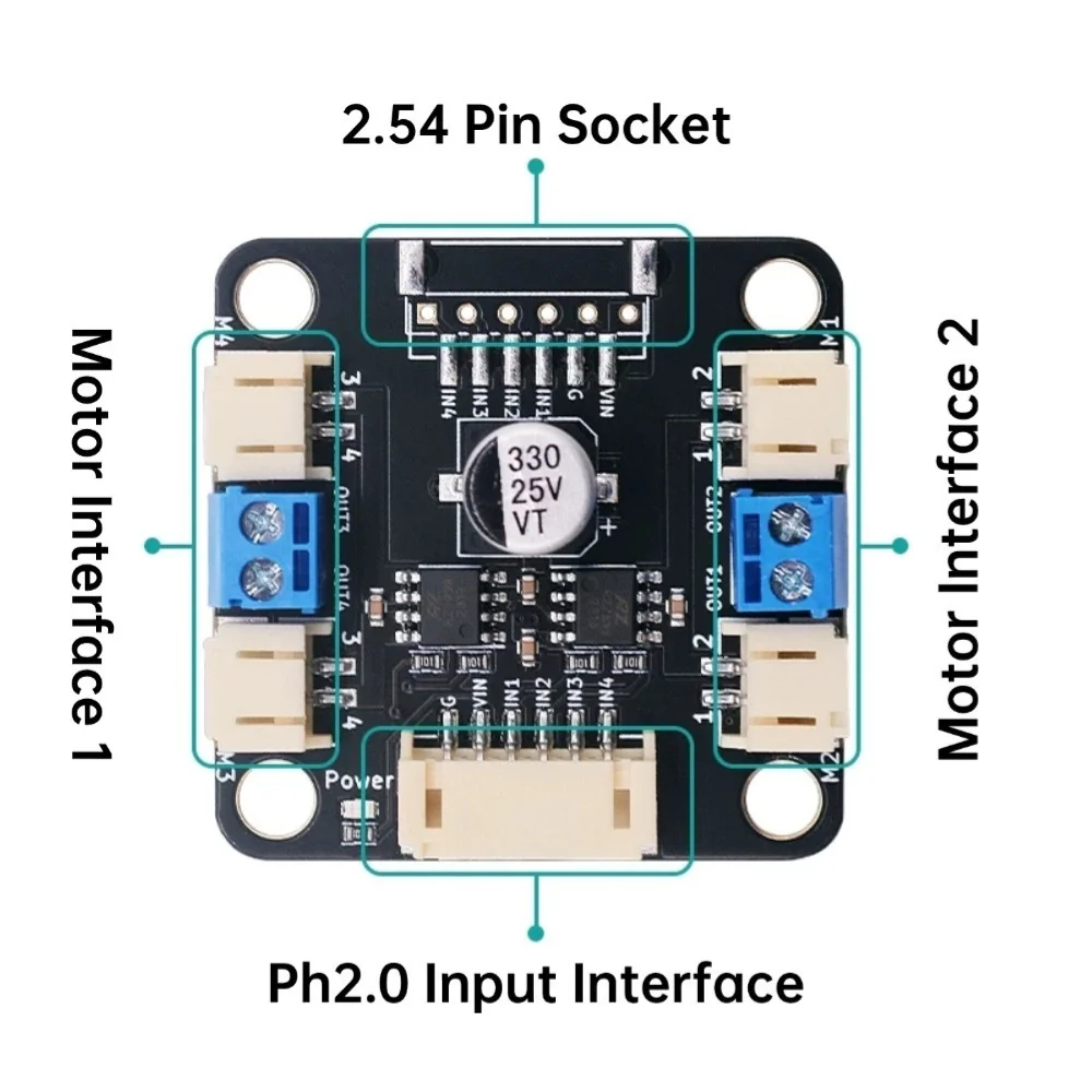 Motor Driver Board & 4Pcs TT DC Motor Kit Compact Module Replacement for L298N Dual H Bridge DIY Robot Car Starter Kit