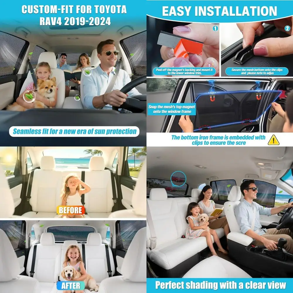 

Дышащие автомобильные оконные экраны с защитой от ультрафиолета для моделей 2017-2024, четкий обзор для зеркала заднего вида, солнцезащитный козырек для безопасного вождения