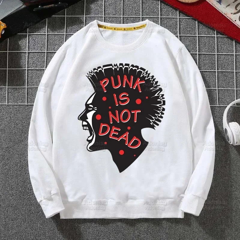 เสื้อสเวตเตอร์แนวร็อค punks not Dead สำหรับผู้ชายและผู้หญิงสีขาวเสื้อมีฮู้ดฮิปฮอปมียี่ห้อเสื้อลำลองสำหรับฤดูใบไม้ร่วงฤดูหนาว