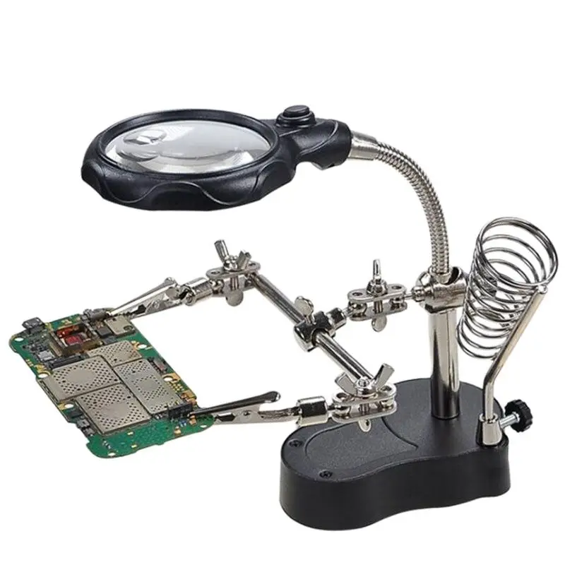 Eruntop  DIY Repair  Magnifier Clamp Soldering Iron Stand Helping Hands