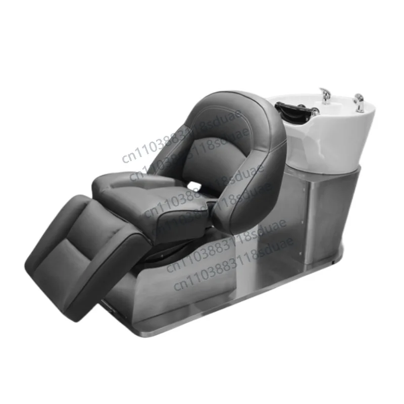 Hair salon, hair salon shampoo bed, seated semi-reclining flush bed